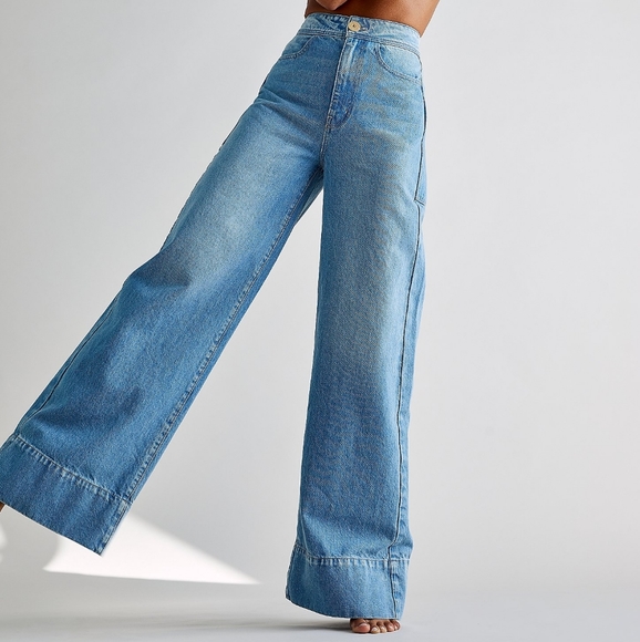Free People Denim - FREE PEOPLE Wide Leg Trouser Jeans
